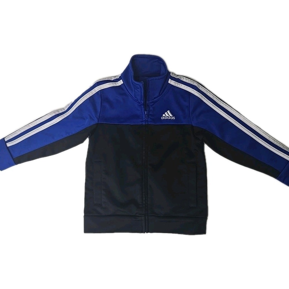 Adidas Boys Size 2T Track Jacket Blue/Black Zip Front Pockets